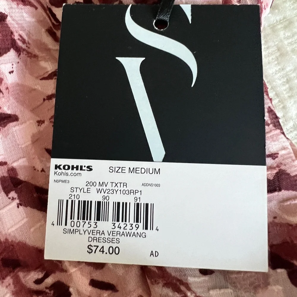 Simply Vera Vera Wang Pink Animal Print Midi Dress - size medium. M - Picture 4 of 9